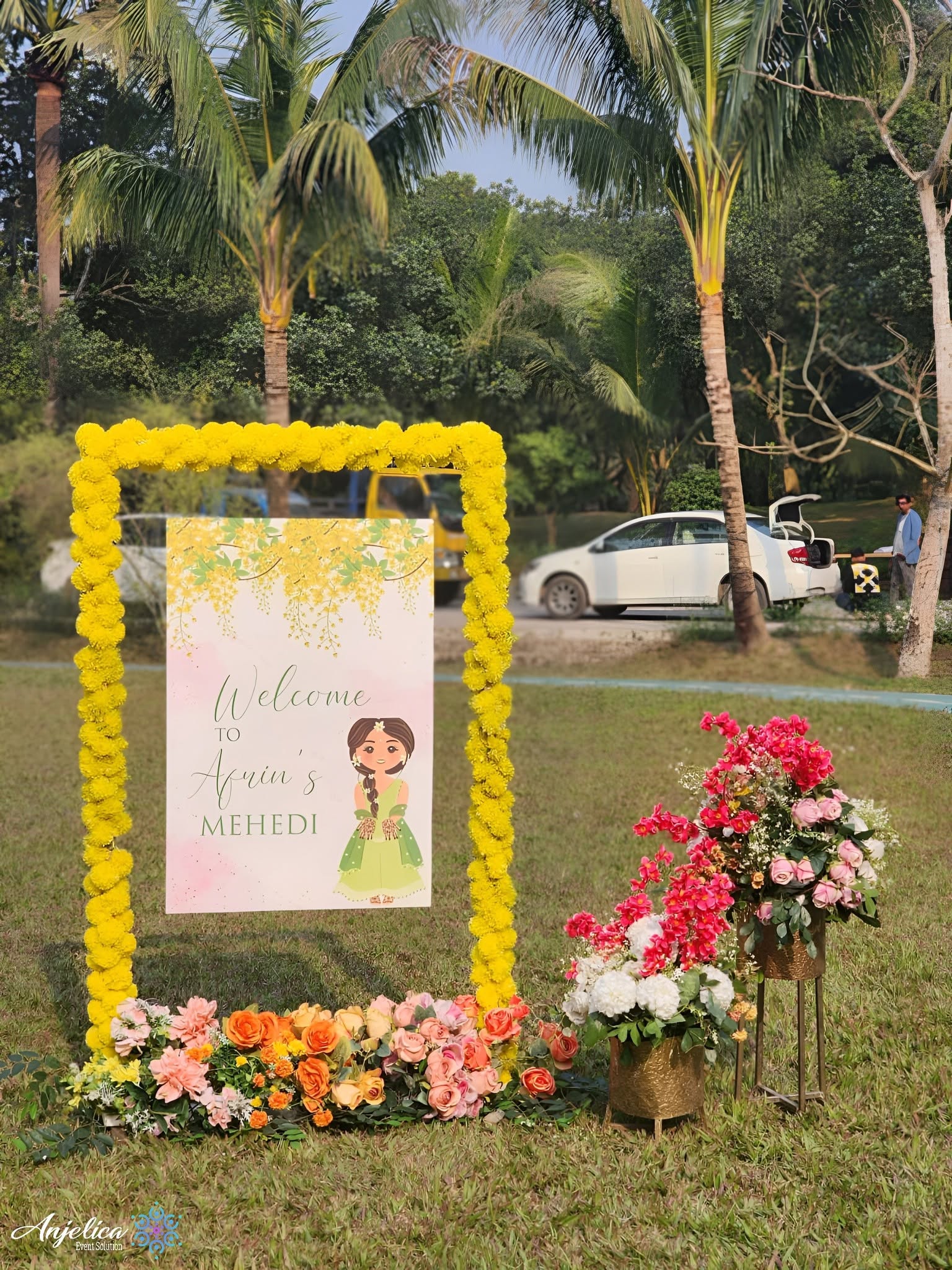 Haldi ceremony with marigolds